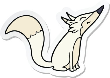 Bir insan tarafından çizilmiş kutup tilkisinin çıkartması.