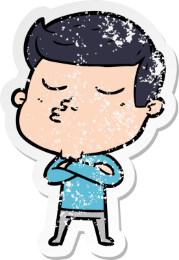 Bir insan tarafından çizilmiş karikatür mankeni adamın sıkıntılı çıkartması.