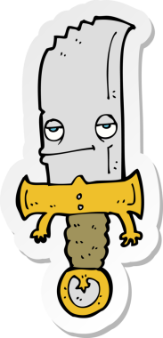 Bir insan tarafından çizilmiş bıçak çizgi film karakterinin çıkartması.