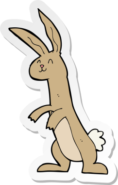 Bir insan tarafından çizilmiş çizgi film tavşanının çıkartması.