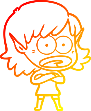 Bir çizgi film karakteri çizimi bir insan tarafından çizilmiş elf kızı şok etti.