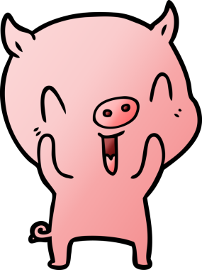 Bir insan tarafından çizilmiş mutlu çizgi film domuzu.