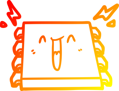 Bir insan tarafından çizilmiş mutlu bir bilgisayar çipi çizimi