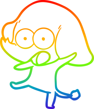 Gökkuşağı gradyan çizgisi bir insan tarafından çizilmiş şirin bir fil çizimi