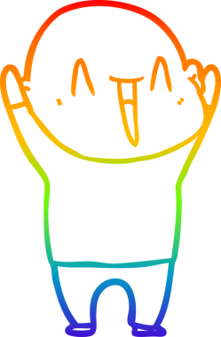 gökkuşağı gradyan çizimi mutlu bir çizgi kel adamın çizimi bir insan tarafından çizildi