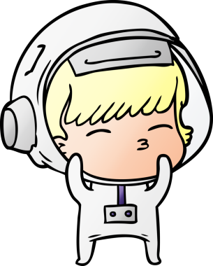 Bir insan tarafından çizilmiş meraklı astronot çizgi filmi.