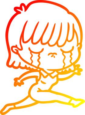 Bir insan tarafından çizilmiş, ağlayan bir çizgi kadın çizimi.