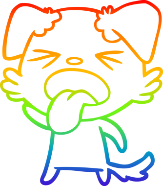 Gökkuşağı gradyan çizgi çizimi bir insan tarafından çizilmiş iğrenç bir köpek.