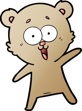 Bir insan tarafından çizilmiş gülen oyuncak ayı çizgi filmi.