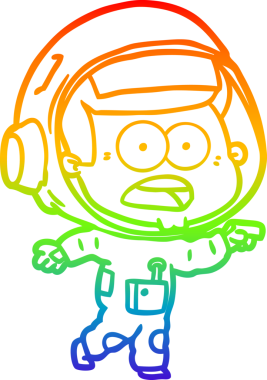 gökkuşağı gradyan çizgi çizimi bir insan tarafından çizilmiş astronot şaşırttı