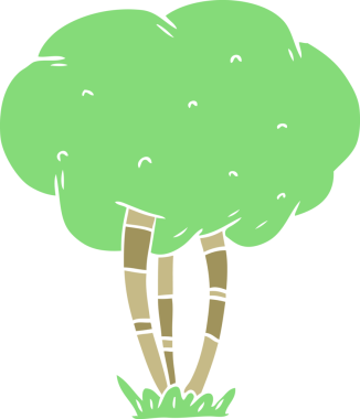 Bir insan tarafından çizilmiş düz renk çizgi film ağacı