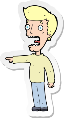 Bir insan tarafından çizilmiş bir karikatürün çıkartması.