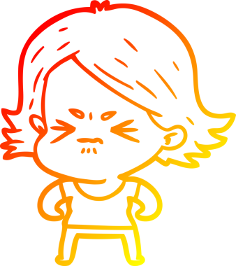 Bir insan tarafından çizilmiş kızgın bir kızın sıcak çizgi çizimi