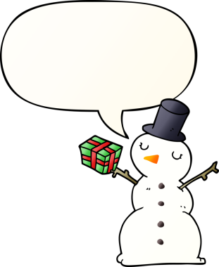 bir insan tarafından çizilmiş, konuşma baloncuklu kardan adam.