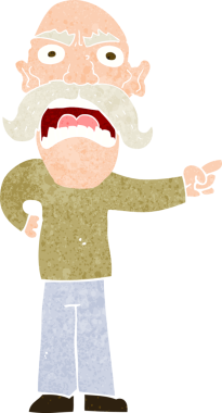 Bir insan tarafından çizilmiş kızgın yaşlı bir adam.