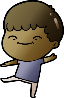 Bir insan tarafından çizilmiş mutlu çocuk çizgi filmi.