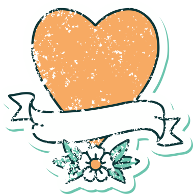 Bir insan tarafından çizilmiş kalp ve bayrağın sembolik depresif dövme şekli