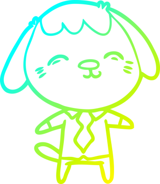 Bir insan tarafından çizilmiş mutlu bir ofis çalışanı köpeğinin soğuk gradyan çizimi.