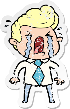 Bir insan tarafından çizilmiş ağlayan bir karikatür çıkartması.