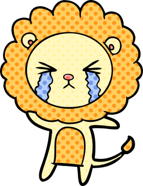 Bir insan tarafından çizilmiş ağlayan bir aslan.