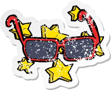 Bir insan tarafından çizilmiş pahalı güneş gözlüklerinin gerilimli yapıştırması.