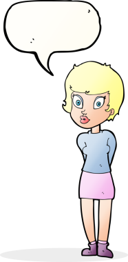 Bir insan tarafından çizilmiş konuşma balonu olan güzel bir kadın.