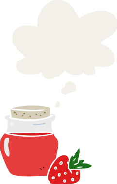 Düşünce baloncuklu reçel kavanozu insan tarafından çizilmiş.