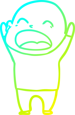 Bir insan tarafından çizilmiş kel adam diye bağıran bir çizgi film çizimi.