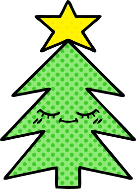 Bir insan tarafından çizilmiş bir Noel ağacının çizgi romanı.