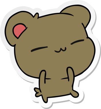 Bir insan tarafından çizilmiş şirin bir ayının serbest sticker karikatürü.