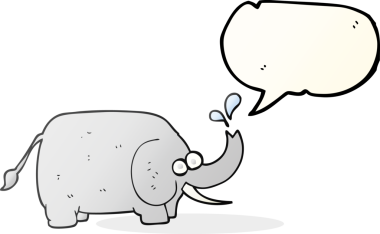 Bir insan tarafından çizilmiş serbest konuşma balonu karikatürü fili