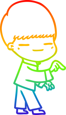 Gökkuşağı gradyan çizgi çizimi bir insan tarafından çizilmiş kendini beğenmiş bir çocuk.