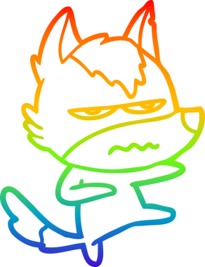 Gökkuşağı gradyan çizgi çizimi Bir insan tarafından çizilmiş rahatsız kurt