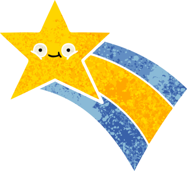 Bir insan tarafından çizilmiş gökkuşağı yıldızının retro çizim tarzı karikatürü