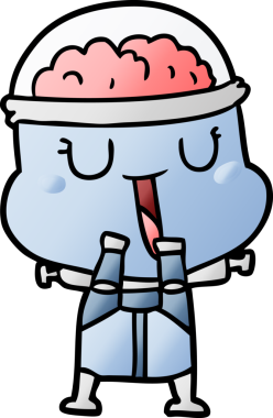 Bir insan tarafından çizilmiş mutlu çizgi film robotu