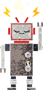 Bir insan tarafından çizilmiş dans eden robotun retro çizim tarzı karikatürü