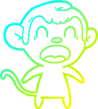 Bir insan tarafından çizilmiş bağıran çizgi film maymunu çizimi.