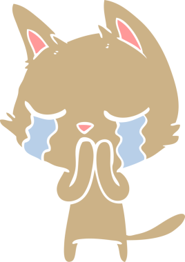 Bir insan tarafından çizilmiş düz renkli çizgi film kedisi.