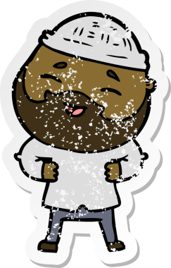 Bir insan tarafından çizilmiş mutlu sakallı bir adamın sıkıntılı çıkartması.