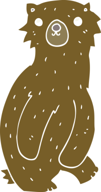 Bir insan tarafından çizilmiş düz renkli çizgi film ayısı