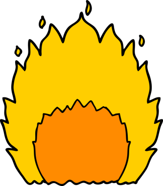 Bir insan tarafından çizilmiş çizgi film ateşi