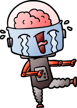 Bir insan tarafından çizilmiş ağlayan robot çizimi.