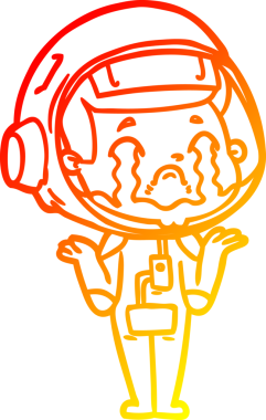 Bir insan tarafından çizilmiş, ağlayan bir astronotun sıcak çizgi çizimi