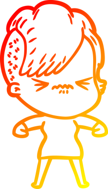 Bir insan tarafından çizilmiş, kızgın bir hipster kızın çizgi çizimi.