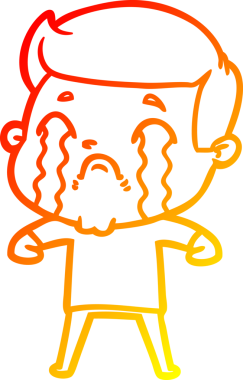 Bir insan tarafından çizilmiş ağlayan bir çizgi film karakteri çizimi.