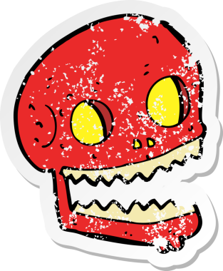 Bir insan tarafından çizilmiş ürkütücü bir karikatürün gerilimli yapıştırması.