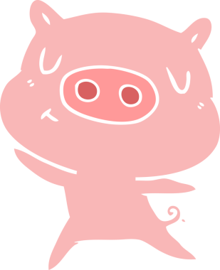 Düz renkli çizgi film içerikli domuz insan tarafından çizilmiş.