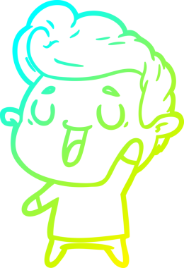 Bir insan tarafından çizilmiş mutlu bir çizgi film karakteri çizimi.