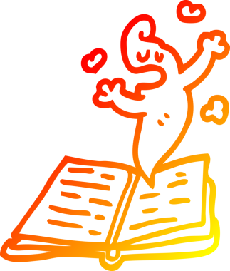 Bir insan tarafından çizilmiş bir büyü kitabının sıcak çizgi çizimi.