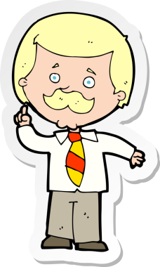 Bir insan tarafından çizilmiş bir fikri olan bir karikatür haber spikerinin çıkartması.